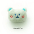 Detailed view of plush white bear pin with embroidery and 6cm by 7cm size dimensions - Light Green Bear
