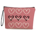 Beauty case in tela rosa con motivi a cuore e testo I love you con cinturino da polso - Cuore Rosa I Love You