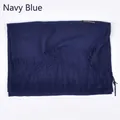 Unisex navy blue cashmere feel scarf with fringe 17# navy blue solid color wrap - Navy Blue
