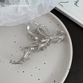 Silver bow metal hair claw clip with pearl accent for thick hair in minimalist style - 17# Butterfly Claw (Pearl) Silver