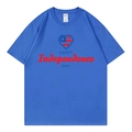 T-shirt en coton bleu roi surdimensionné avec motif cœur Happy Independence Day - XS / Bleu Royal