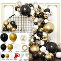 Black and gold balloon arch kit 144pcs with latex balloons and DIY assembly tools - Black Gold White Tool Kit Style (Set 055)