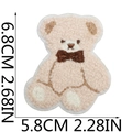 Detailed dimensions of the curly brown teddy bear patch measuring 6.8cm in height - Style 4 (Light Brown Teddy Bear with Bow)