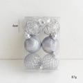 Set di palline di Natale da 6cm in velluto argento e motivi geometrici in plastica PET - 6cm / Argento