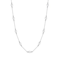 Elegant S925 sterling silver station necklace with white pearls on a silver chain - Silver Station Pearl Style(GPN19-P)