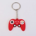 Red game controller keychain made of PVC soft rubber with silver metal ring - Red