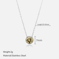 Minimalist gold-plated stainless steel necklace featuring a 7mm champagne zircon pendant - November Light Yellow (Citrine Color) / Silver