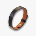 Bracelet pour homme en cuir noir et orange-brun avec boucle à vis ajustable - Bracelet Fini / Café Cuir Véritable