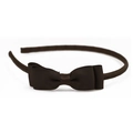 Bandeau simple en ruban gros-grain marron foncé avec un élégant nœud sur le côté - Café