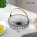 Nordic iron fruit basket in black and gold finish, diameter 20cm with handle - Flat Bottom: Classic Black Basket with Handle