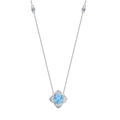Elegant S925 silver necklace with sky blue clover pendant and zircon accents - Fixed Lzn07-p