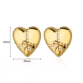 Goldene Herzohrringe mit Zirkonia-Schleife und 20mm Abmessungen im Detail - Gold Herz mit Schleife Ohrstecker