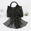 Lightweight black chiffon scarf with beige cat silhouette prints draped on a handbag - XQ374 1# Black Cat