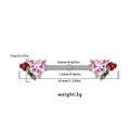 Pink heart zircon and flower nipple ring barbell with detailed size measurements - Pink Flower Heart Style (24071003-4)