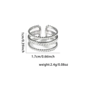 Silver multi-layer beaded ring dimensions showing 1.7cm diameter and 2.4g weight detail - #0310-Silver Three-Layer Beaded