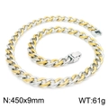 Chaîne Figaro bicolore or et argent, longueur 450 mm et largeur 9 mm, pour hommes - Collier Cubain Bicolore 1:1 (KN225225-Z)