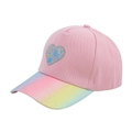 Rosa Mädchen Baseballkappe mit Glitzerschirm in Regenbogenfarben und Herzaufnäher - Meerjungfrau Herz - Rosa