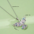 Collana con ali d'angelo argentate con strass multicolori e catenina lunga 45cm - Argento con Strass Multicolore (799)