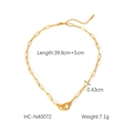 Detail van gouden handboei-hanger ketting met 39,8cm lengte en 0,43cm breedte van de ketting - Gouden Handboeien Stijl (HC-N40072)