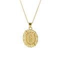 18k gold plated brass oval pendant necklace featuring a vintage engraved letter G - Necklace G
