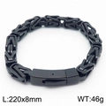 Heren 8mm zwarte Byzantijnse armband van roestvrij staal met stevige vouwsluiting - Zwart