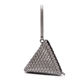 Silver woven triangle handbag with metallic finish and Intrecciato leather handle - Titanium Gray