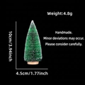 Miniature frosted sisal Christmas tree with wood base showing dimensions 10cm x 4.5cm - No Packaging / 10CM Grass Green
