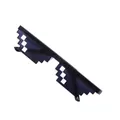 Close-up of black 8-bit pixel sunglasses with iconic white mosaic square patterns - Single Row Black Mosaic