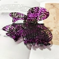 Molla per capelli a farfalla in acetato marmorizzato viola con design vintage - Pizzo Viola e Nero
