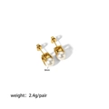 Minimalist 18K gold stainless steel 8mm pearl stud earrings for women 2.4g - 8mm Pearl Style (YYE023171-8) / Gold