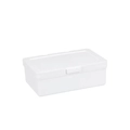 White minimalist plastic storage box with lid for stationery and cosmetic organization - Medium / White