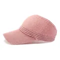 Pink knitted breathable visor hat for women with minimalist open top sun protection - Adjustable / Pink