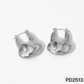 Polished silver-colored stainless steel inflatable rabbit-shaped earrings for women - Abstract Cute Animal Head (PD2513)