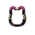 Conector de anillo de resorte con forma de gato negro con detalles pintados a mano - Negro