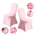Pink elastic chair cover made of polyester with reinforced foot pockets and neat seams - M / Standard Type / Pink