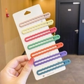 Set of seven colorful wavy pearl hair clips in vibrant matte macaron shades on a card - Wave 7-Color Set