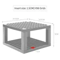 Grey 96-slot plastic brush holder measuring 14.5x14.5x9cm with 1.5cm square holes - Gray