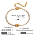 Gold stainless steel tennis bracelet with rhinestone letter H charm and lobster clasp - Letter H (JDB0305011-H)