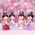 Set of four ancient Chinese lady resin figurines in red, blue, pink and purple hanfu - Medium Lady Combo Set (1003-5)