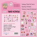 30-piece waterproof peach series girl style stickers featuring cakes and strawberries - XCC031 Peach Girl - 30 Sheets/Pack