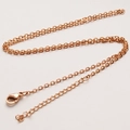 Polished rose gold stainless steel cable chain necklace with lobster clasp and extender - 2mm Width / 45cm Length + 5cm Extender / Rose Gold
