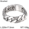 Heren cubaanse schakelarmband van geborsteld 316L roestvrij staal zilver 220mm - Zilver Geborstelde Stijl (KB43750-D)