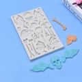 Silicone mold with skull bone and wing shapes for DIY fondant or resin cake decor - Skeleton Wings Combo (407)