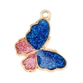 Ciondolo farfalla dorata con glitter blu e rosa per la creazione di gioielli fai da te - Blu e Rosa