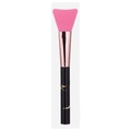 Detail view of pink silicone facial mask brush with rose gold ferrule and marble handle - Black Marble