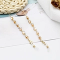Exquisite beaded eyewear chain with champagne crystals and golden metal links - Champagne Multi-faceted Crystal