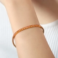 Bracciale tennis elastico placcato oro con zirconi arancioni a taglio tondo da donna - Zirconia Arancione Color Oro