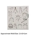 Moule en silicone blanc avec 12 motifs de sapins de Noël bonhommes de neige et cloches - 1# (15-1037) / Gris