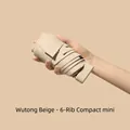 Mini-Taschenschirm in Creme-Beige mit UV-Schutz für Damen, kompakt in der Hand gehalten - Platanen-Beige