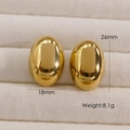 Orecchini a cerchio ovali in acciaio inossidabile placcato oro 14K di 26x18mm - Stile Ovale Oro (1104)